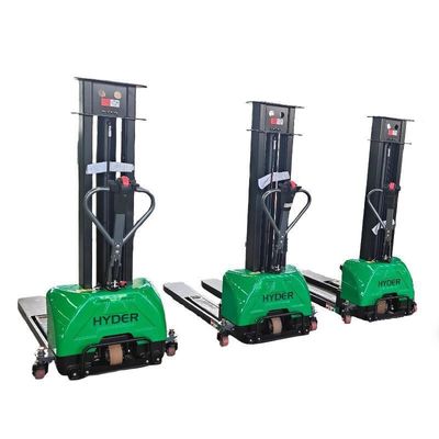 800/1000/1300/1600mm Lift Height Electric Pallet Stacker with DC Motor and 1 Ton Capacity